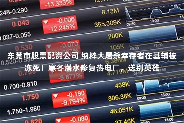 东莞市股票配资公司 纳粹大屠杀幸存者在基辅被冻死！寒冬潜水修复热电厂，送别英雄